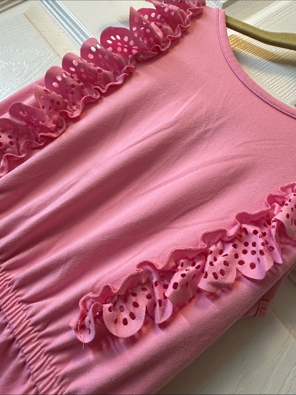 Girls Pink Ruffle-Trim Romper - Picture 2 of 3